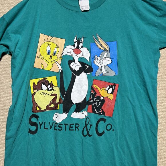 Vintage Sylvester & Co TShirt One Size Warner Bros Looney Tunes Night Sleep 1996 - Picture 1 of 10